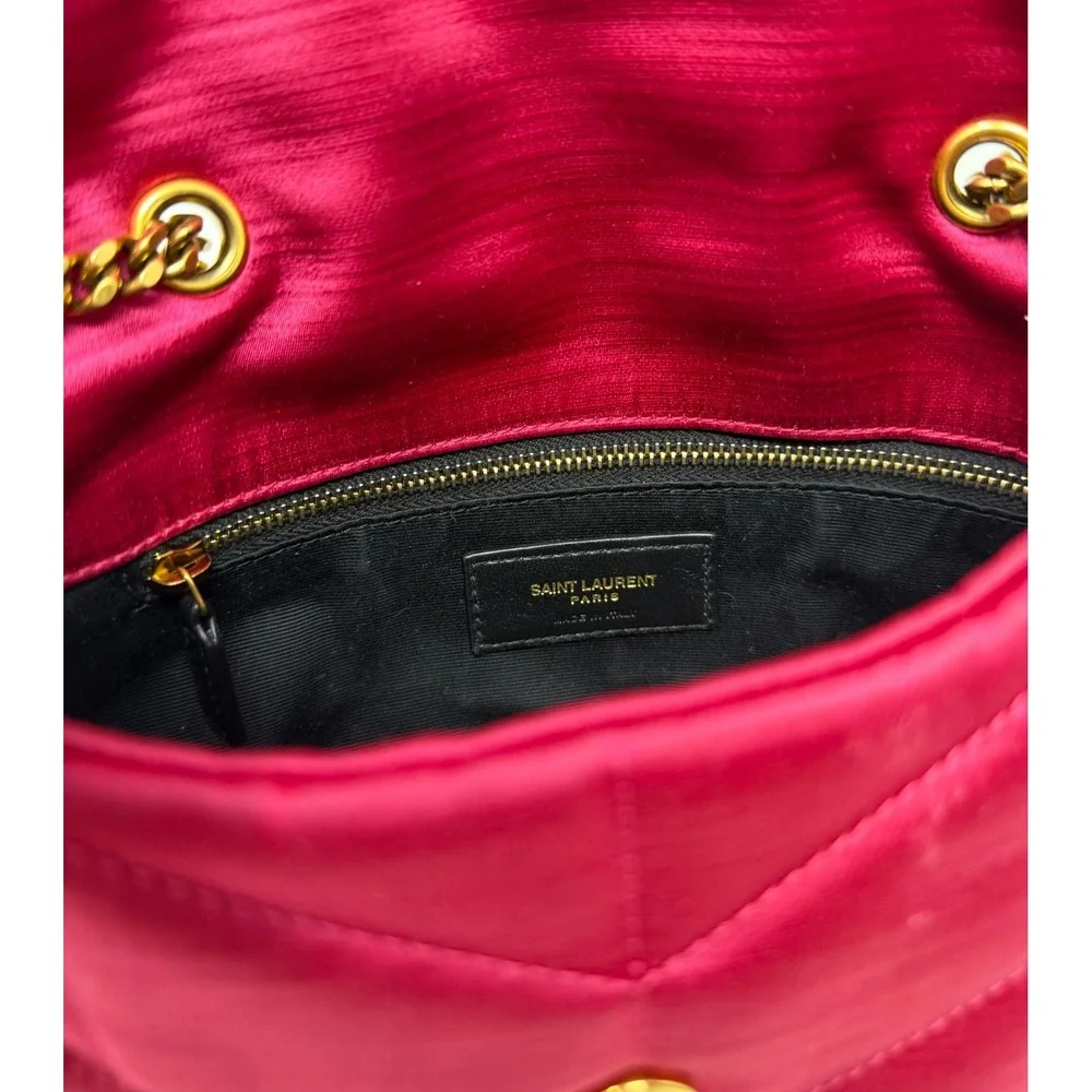 Saint Laurent YSL Toy Puffer Quilted Shoulder Bag Pink